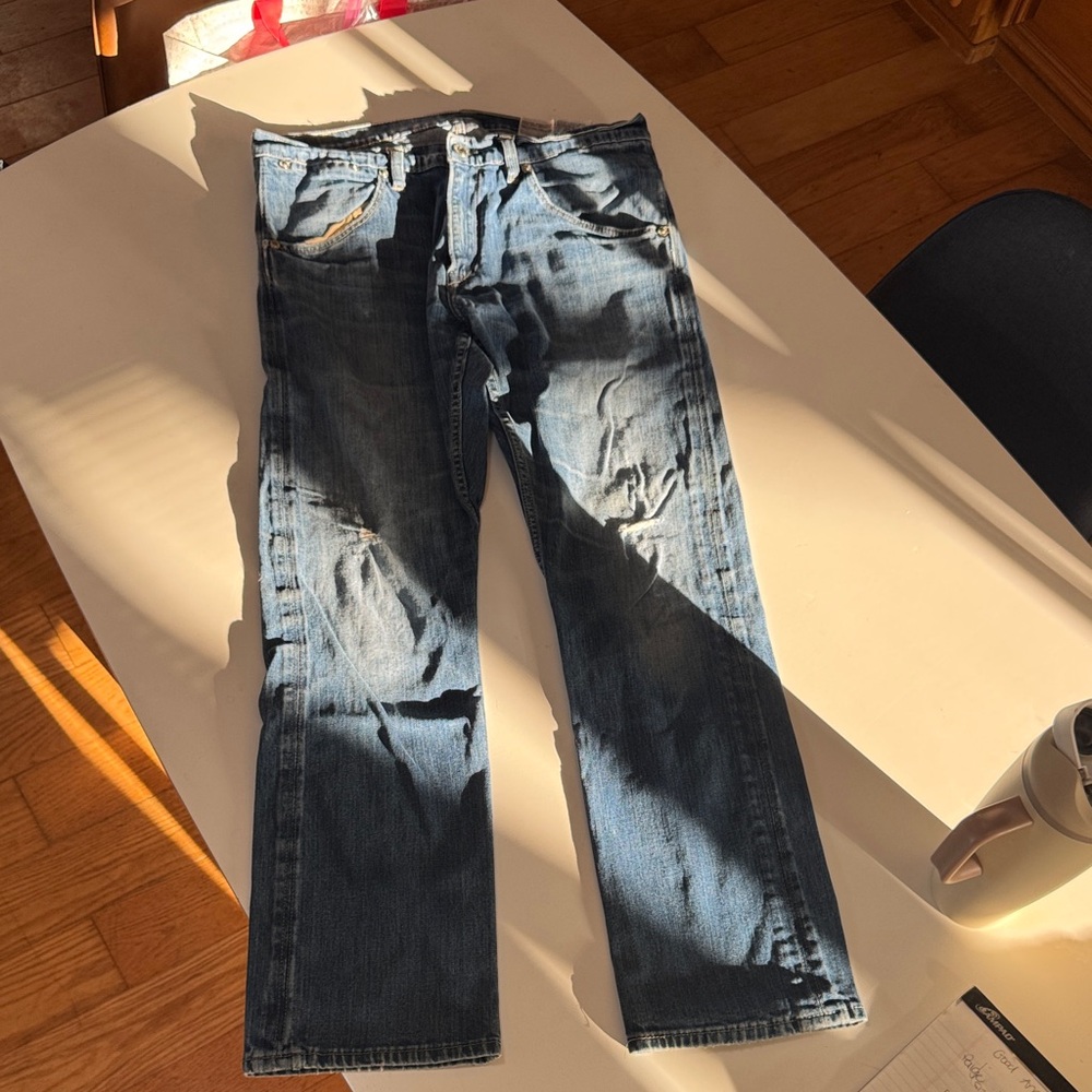 Levi's Distressed Medium Blue Straight Jeans
